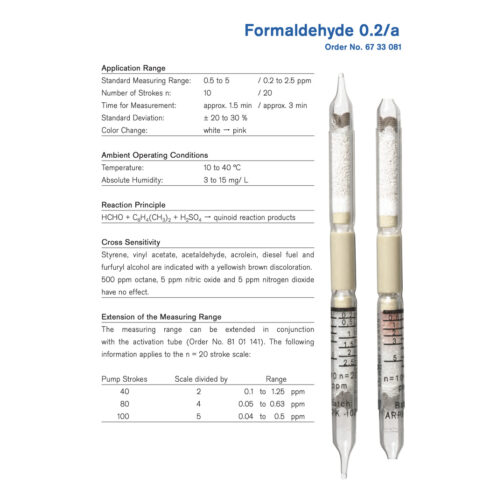 Draeger Formaldehyde 0.2/a tubes 6733081 Specifications HAZMAT Resource