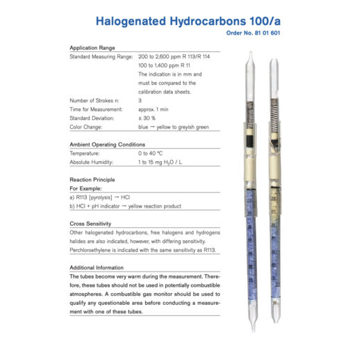 Draeger Halogenated Hydrocarbons 100/a Tubes 8101601 Specifications HAZMAT Resource