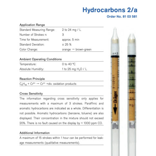 Draeger Hydrocarbons 2/a Tubes 8103581 Specifications HAZMAT Resource