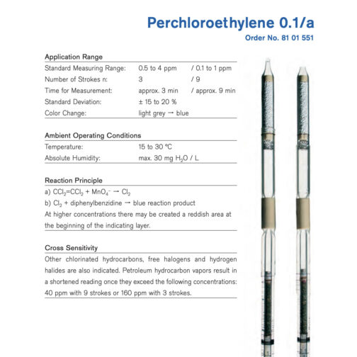 Draeger Perchloroethylene 0.1/a Tubes 8101551 Specifications HAZMAT Resource