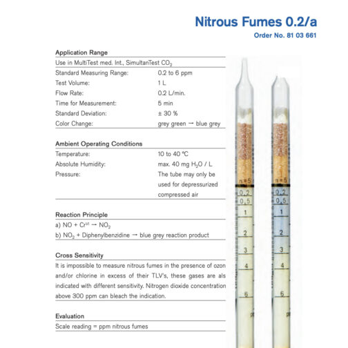 Dräger Tube Nitrous Fumes 0.2/a 8103661 Specifications HAZMAT Resource