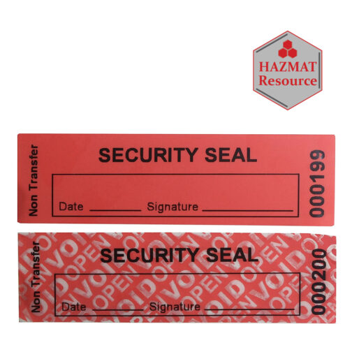 Tamper Evident Security Stickers Red 1 in x 1.35 in HAZMAT Resource