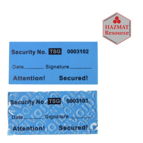 Tamper Proof Stickers Blue 1 in x 2 in HAZMAT Resource