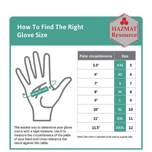 Nitrile Chemical Resistant Disposable Gloves Size Chart HAZMAT Resource