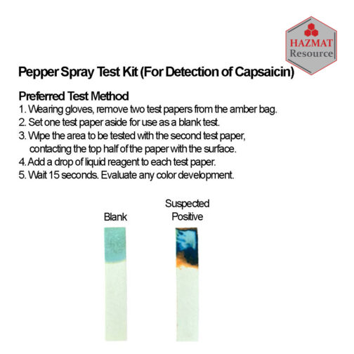 Pepper Spray Detection Kit Capsaicin Manual HAZMAT Resource