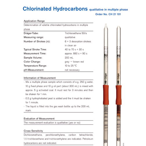Draeger Chlorinated Hydrocarbons Multiple Phase Tubes CH21101 Specifications HAZMAT Resource