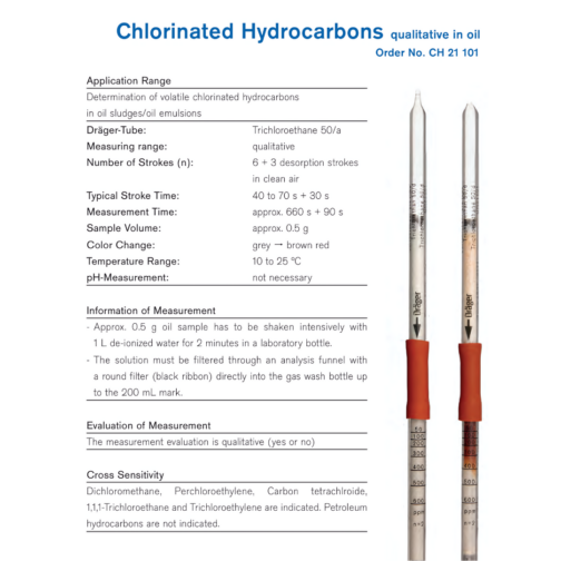 Draeger Chlorinated Hydrocarbons Qualitative in Oil Tubes CH21101 Specifications HAZMAT Resource