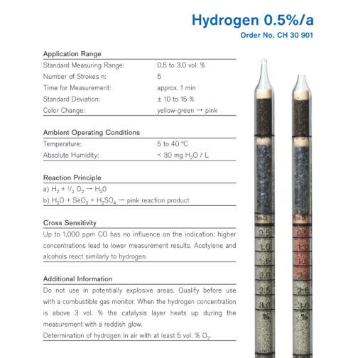 Draeger Hydrogen Tubes 0.5%/a CH30901 Specifications HAZMAT Resource